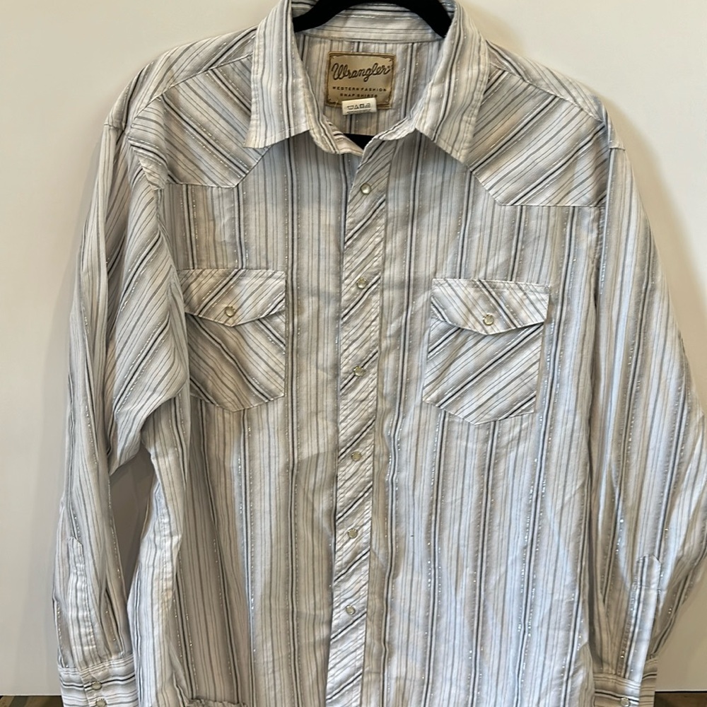 Wrangler Western Fashion Pearl Snap Long‎ Sleeve Button Up Shirt Size XL